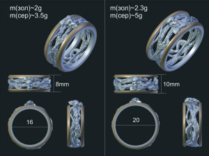 wedding rings with skull 3D Model