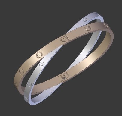 double cart bracelet 3D-Modell .c4d .max .obj .3ds .fbx .stl .blend 