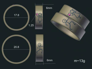 女の子と男の子のリング 3Dモデル