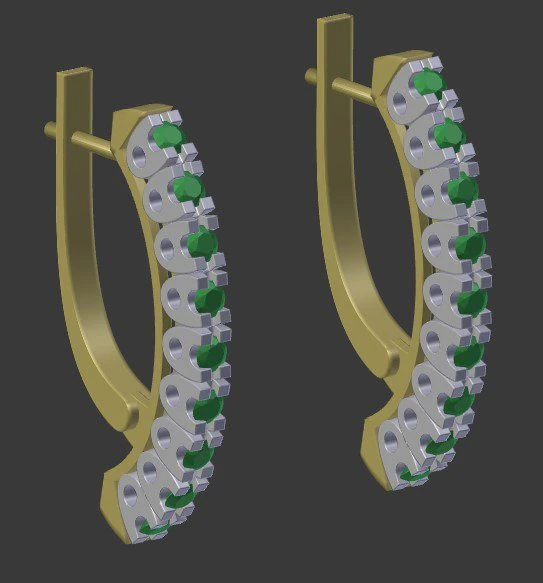 earrings with gems 3D Model .c4d .max .obj .3ds .fbx .stl .blend