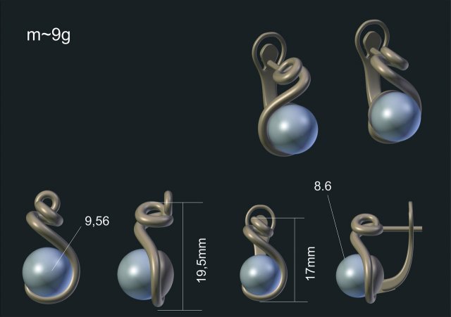pearl earrings Modelo 3D .c4d .max .obj .3ds .fbx .stl .blend 