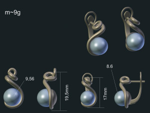 pearl earrings Modelo 3D