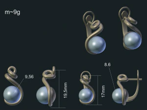 brincos de p&eacute;rola Modelo 3D