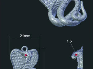 pingente de cobra com rubi Modelo 3D