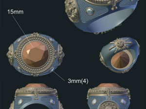 men ring with lions and sun 3D Model