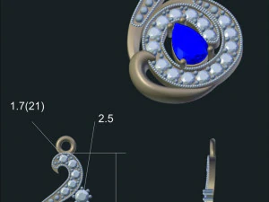 pingente com pedras preciosas Modelo 3D