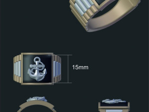 men ring with anchor 3Dモデル