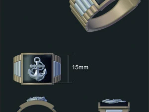 чоловіче кільце з якорем 3D Модель