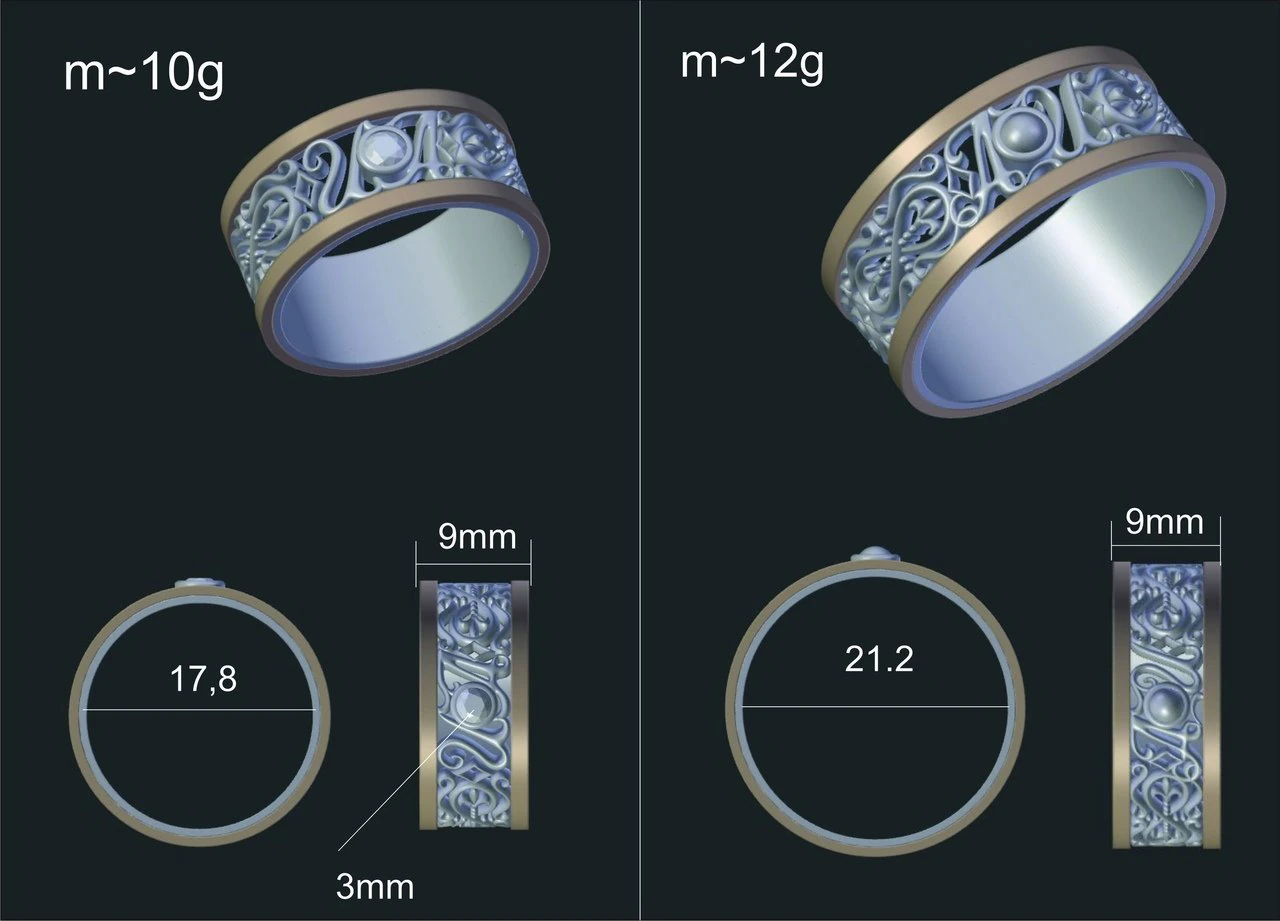 wedding rings with gem 3D Model .c4d .max .obj .3ds .fbx .stl .blend 