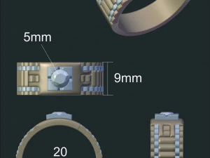 anel masculino com diamante Modelo 3D