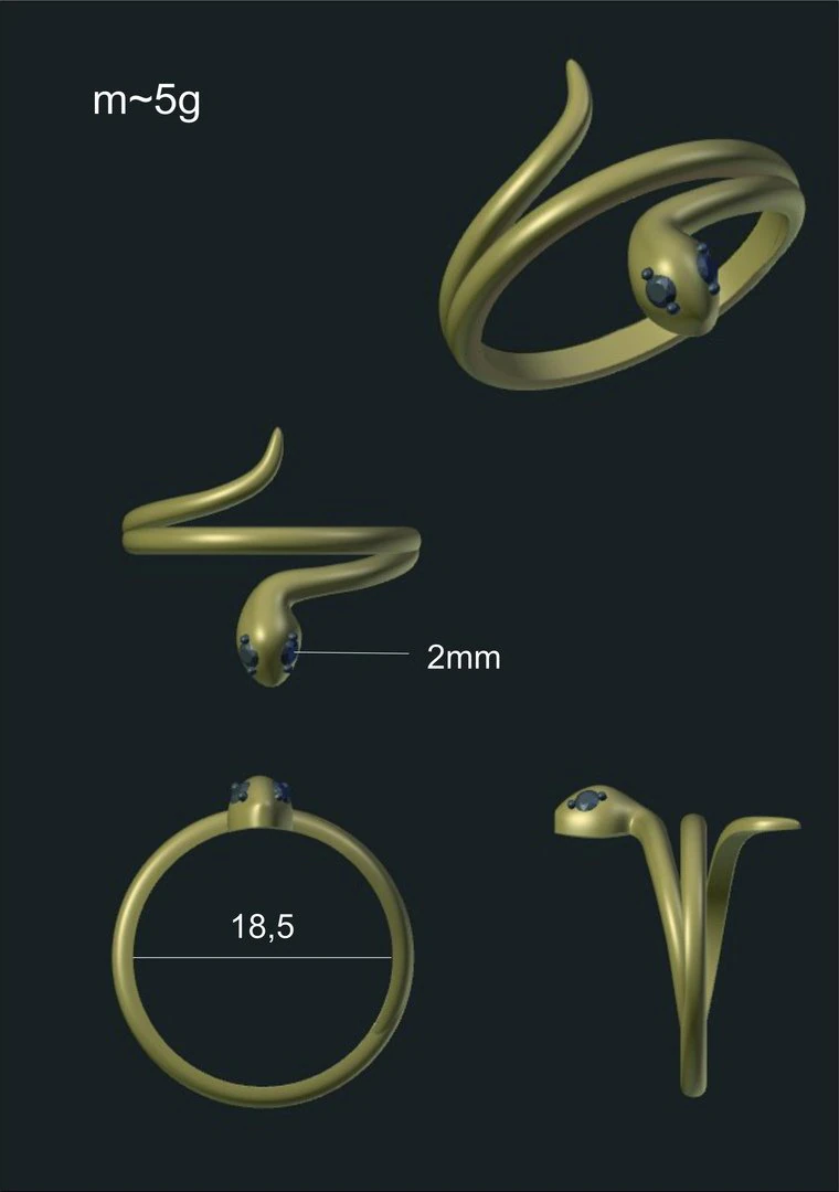 snake ring with gems 3D Model .c4d .max .obj .3ds .fbx .stl .blend