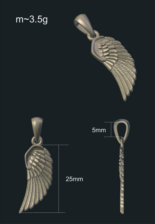 wing pendant 3D Model .c4d .max .obj .3ds .fbx .stl .blend 