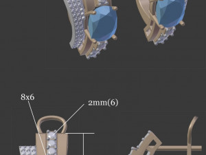 earrings with gem 3D Model