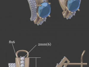 brincos com gema Modelo 3D