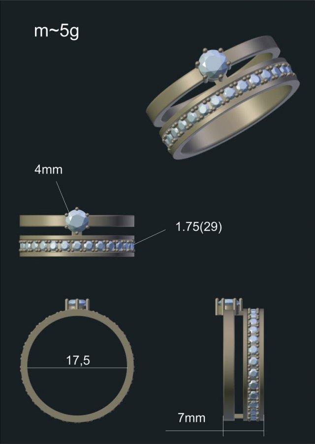 ring with diamonds 3D-Modell .c4d .max .obj .3ds .fbx .stl .blend 