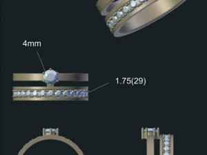 anel com diamantes Modelo 3D