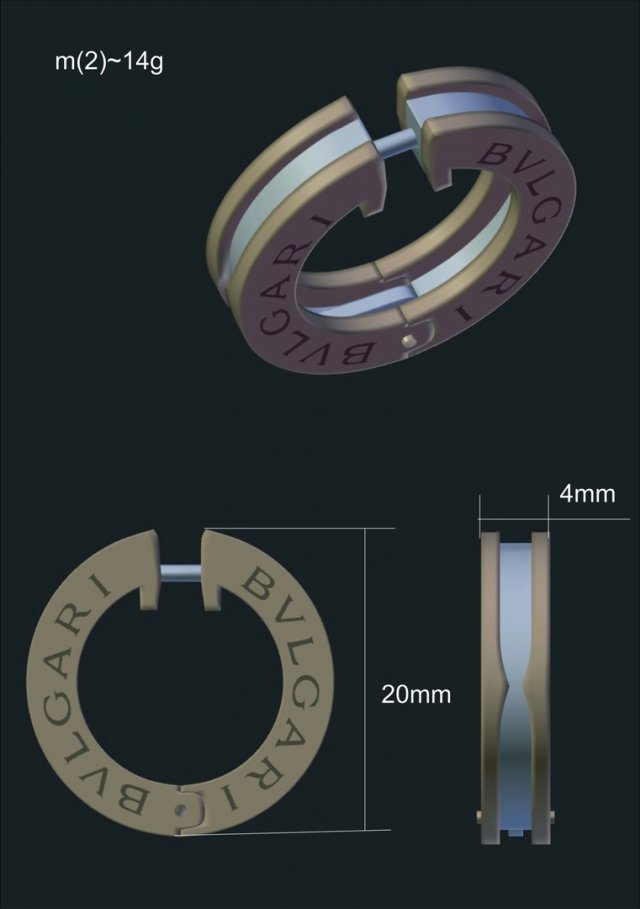 bvlgari earrings 3D 模型 .c4d .max .obj .3ds .fbx .stl .blend