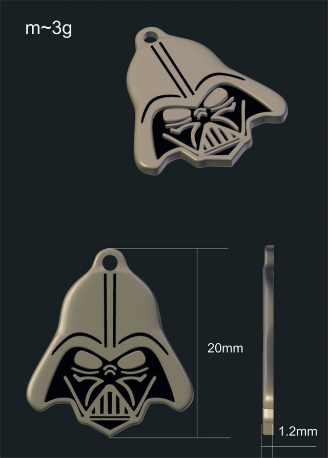dart vader pendant 3D Model .c4d .max .obj .3ds .fbx .stl .blend 