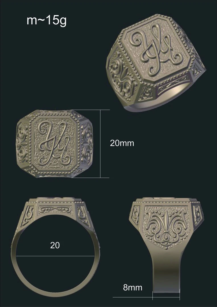 SIgnet ring 3D Model .c4d .max .obj .3ds .fbx .stl .blend