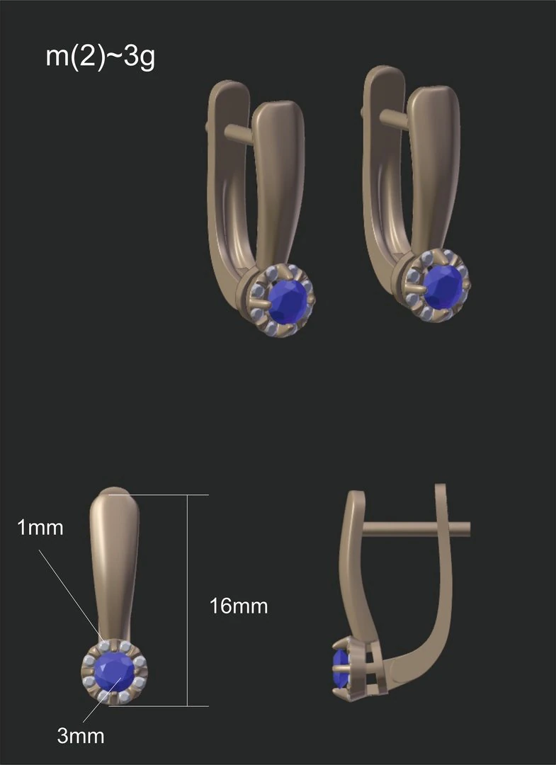 Topaz earrings 3D Model .c4d .max .obj .3ds .fbx .stl .blend 