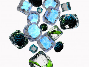 neon ice cube and blackberries 3D Model