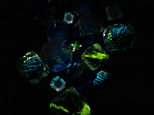 neon ice cube and blackberries 3D Model