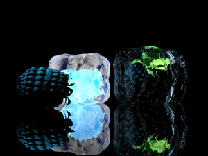 neon ice cube and blackberries 3D Model
