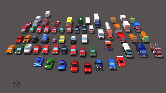 pack de vehculos low poly 3Dモデル .c4d .max .obj .3ds .fbx .stl .blend 