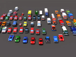 pack de vehiculos low poli Modelo 3D