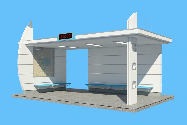 bus stop Modello 3D .c4d .max .obj .3ds .fbx .stl .blend 