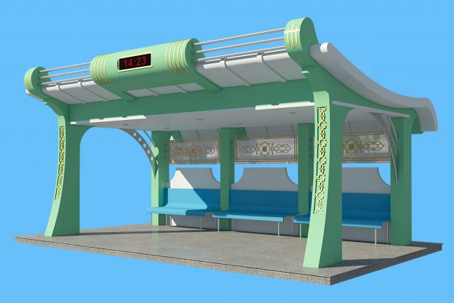 bus stop 3D Model .c4d .max .obj .3ds .fbx .stl .blend 