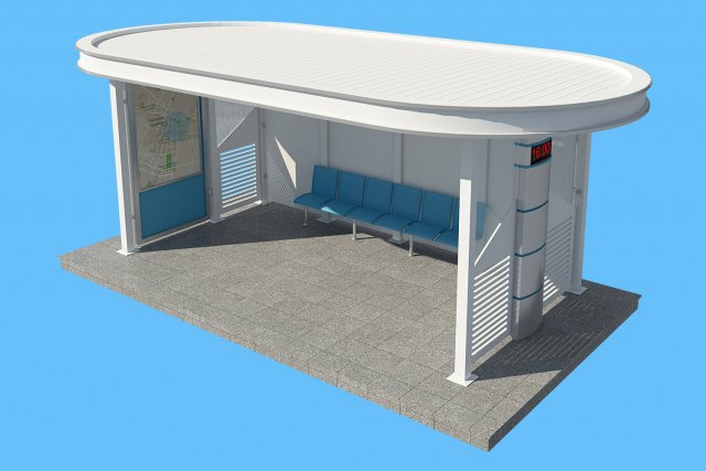 bus stop Modello 3D .c4d .max .obj .3ds .fbx .stl .blend 