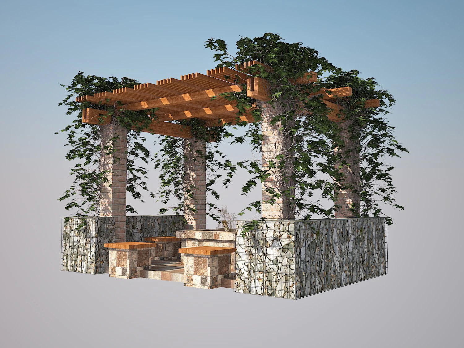 pergola canopy 3D Model .c4d .max .obj .3ds .fbx .stl .blend 
