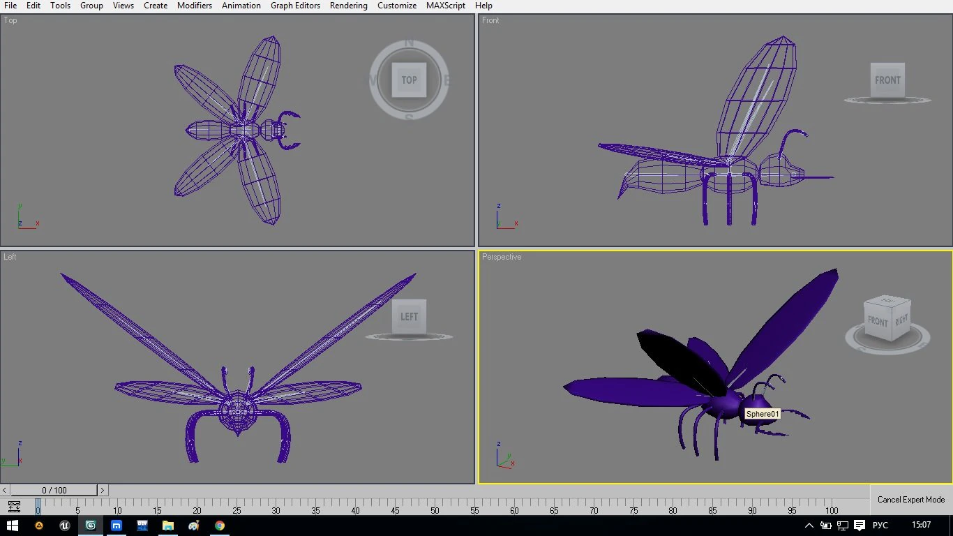 bee 3D Model .c4d .max .obj .3ds .fbx .stl .blend 