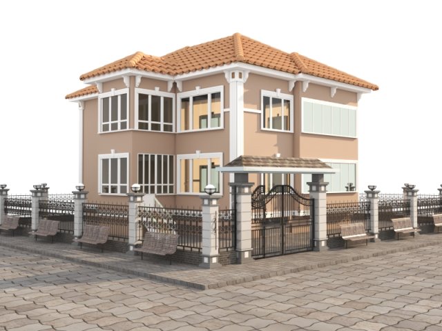 building Modelo 3D .c4d .max .obj .3ds .fbx .stl .blend 