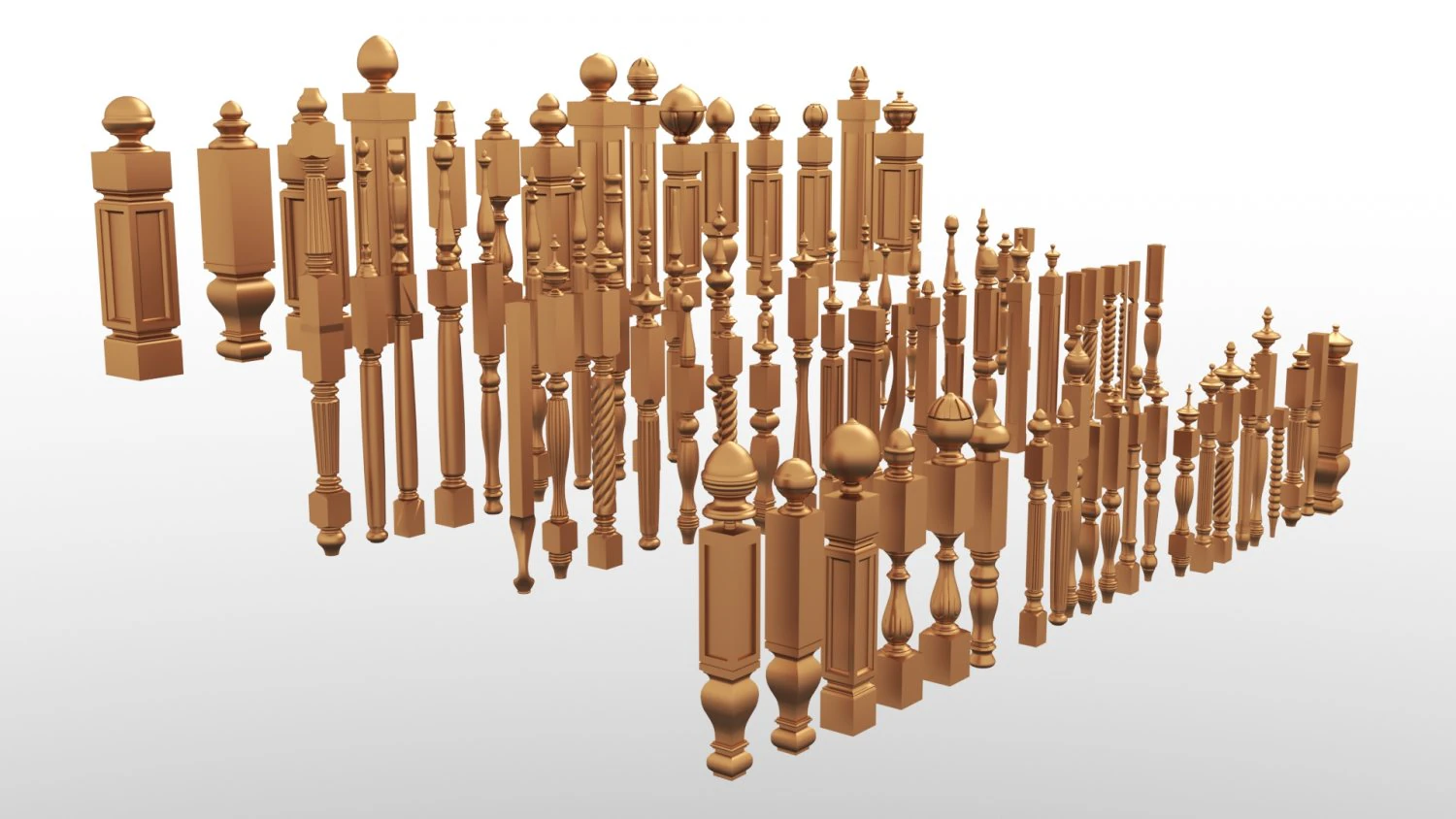 handrail baluster collections 3D Model .c4d .max .obj .3ds .fbx .stl .blend 