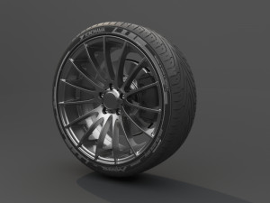 realistic tire wheel 1 Model 3D