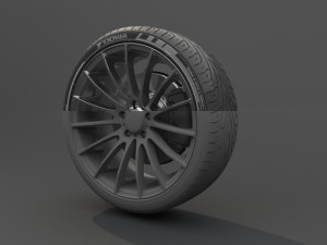 realistic tire wheel 1 Model 3D