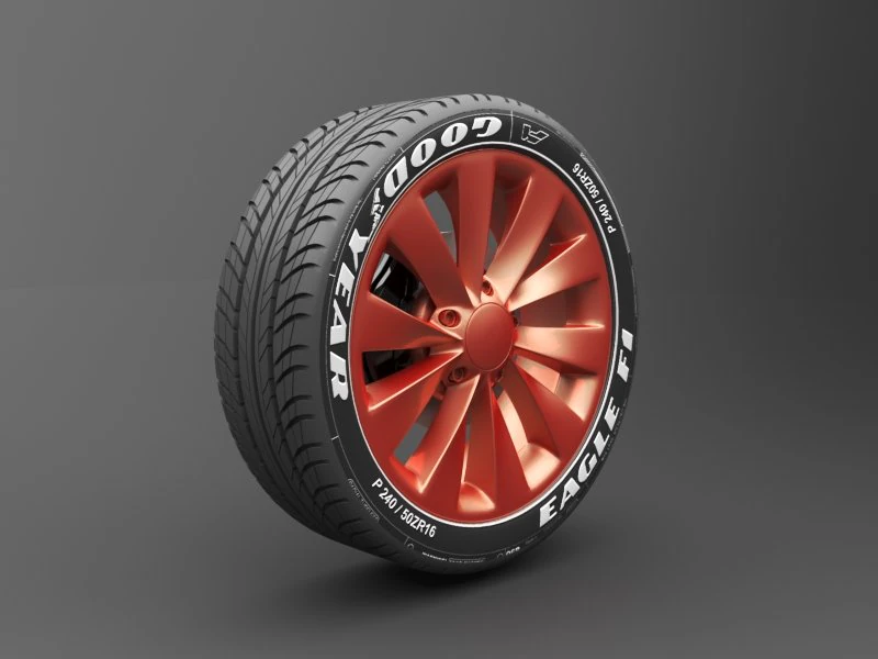 realistic tire wheel 2 3D Model .c4d .max .obj .3ds .fbx .stl .blend 