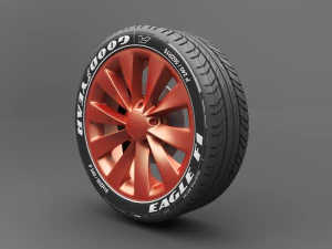 realistic tire wheel 2 3D Model