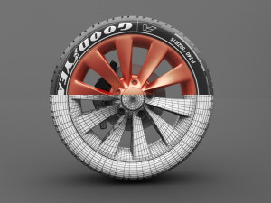 realistic tire wheel 2 3D 모델