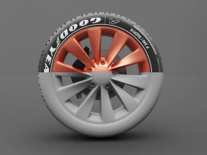 realistic tire wheel 2 3D Model