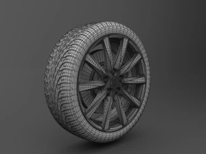 realistic tire wheel 4 3D Model