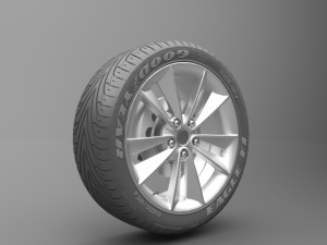 realistic tire wheel 5 3D मॉडल