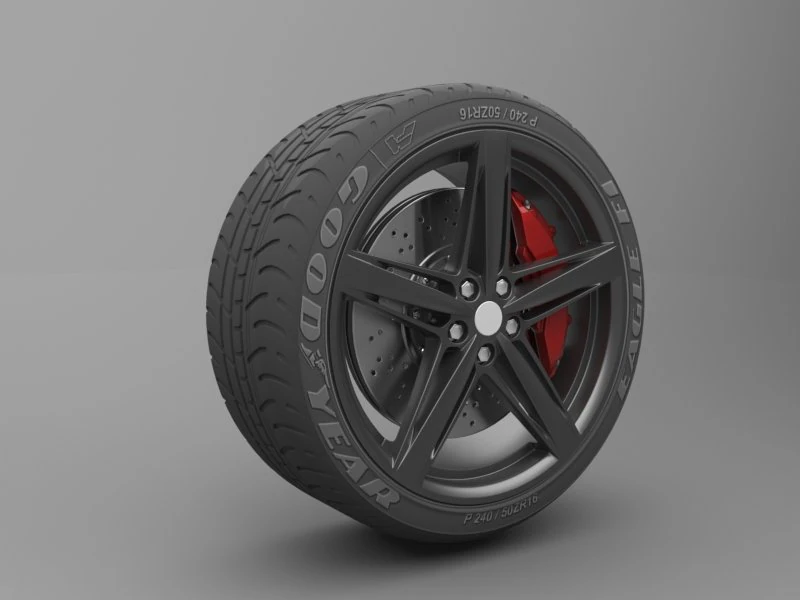 realistic tire wheel 6 3D Model .c4d .max .obj .3ds .fbx .stl .blend 