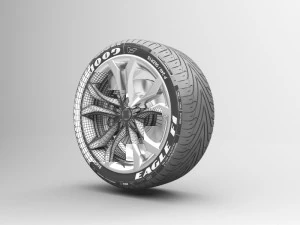 realistic tire wheel 9 3D Model