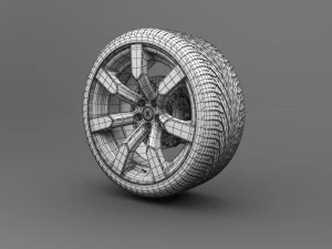 realistic tire wheel 12 3D Model