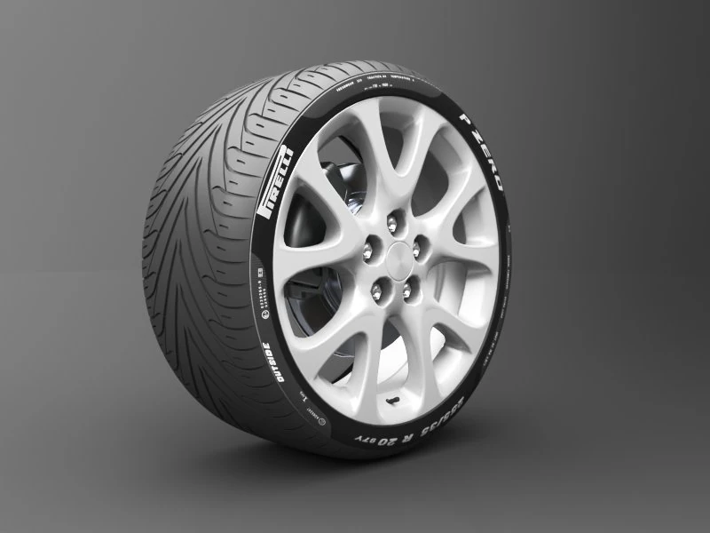 realistic tire wheel 13 3D Model .c4d .max .obj .3ds .fbx .stl .blend 