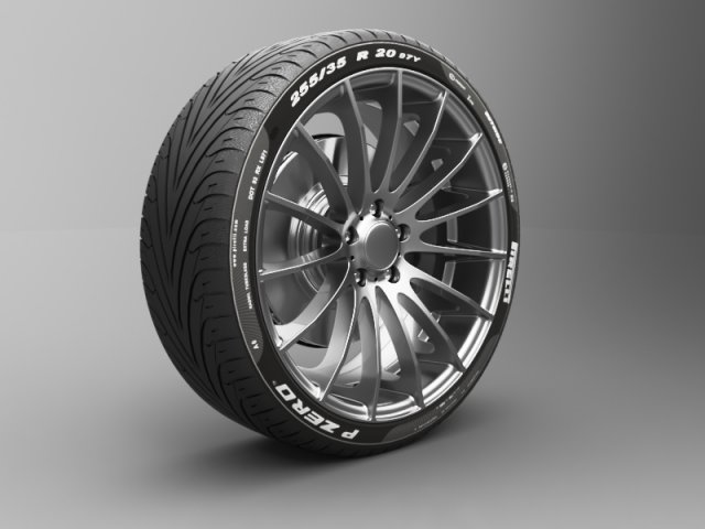 realistic tire wheel 14 3D Modell .c4d .max .obj .3ds .fbx .stl .blend 