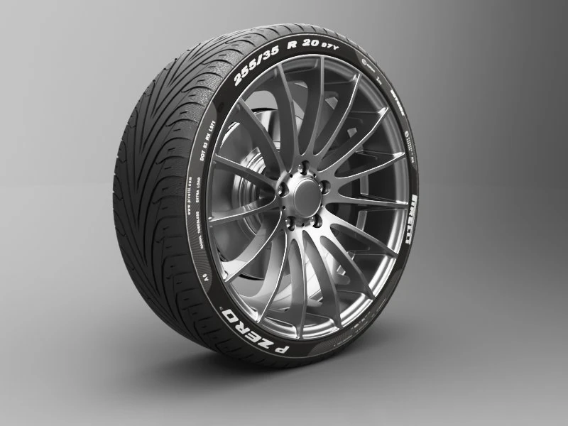 realistic tire wheel 14 3D Model .c4d .max .obj .3ds .fbx .stl .blend 